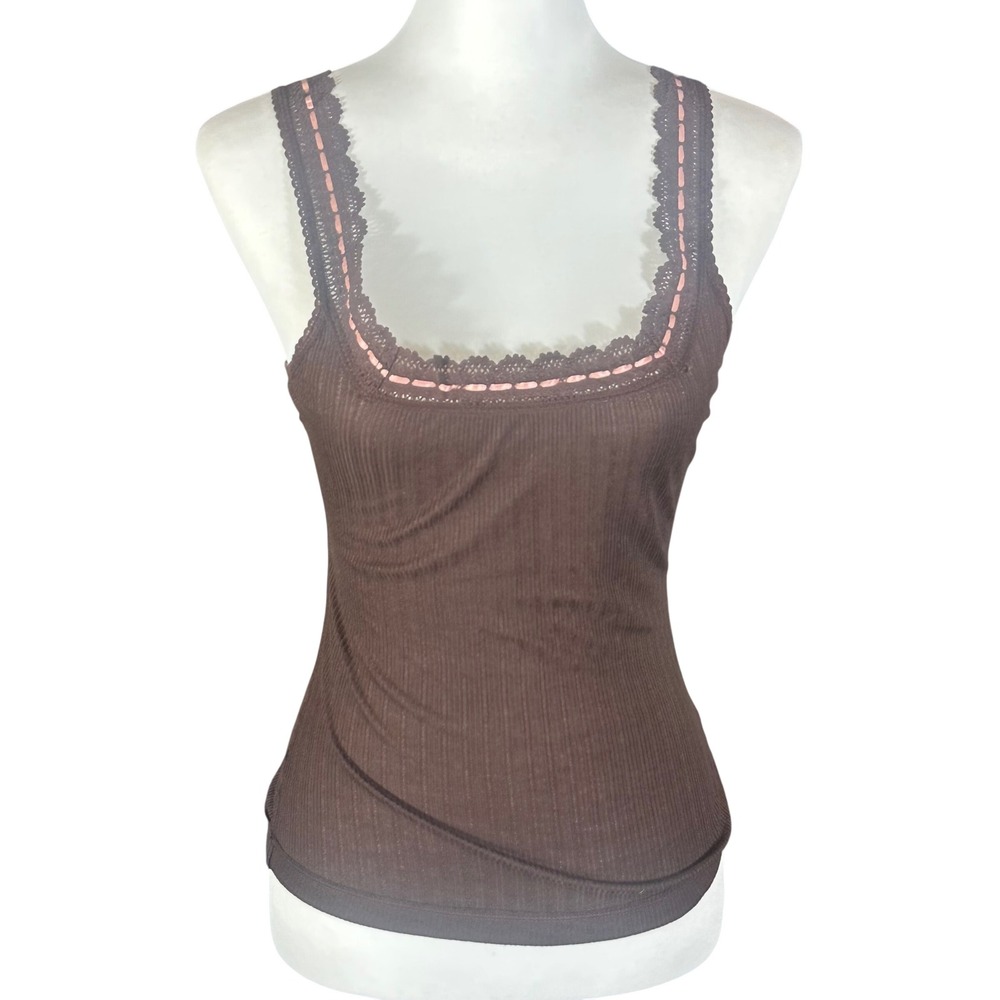 Intimately Free People Only You Tank NWT Women's S Brown French Roast Lace Trim‎
